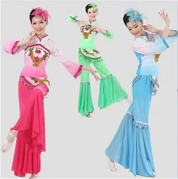  (0156) Yangko šokių drabužių aikštėje kostiumai ventiliatorius būgno kostiumas nacionalinės aikštėje šokių moterims dėvėti