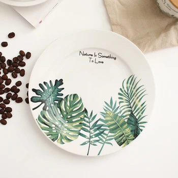  1 vnt 8 colių Monstera lapų modelio Keramikos Plokštės vakarienės stalo tropinių augalų indai puodeliai patiekalas dovanų rinkinys