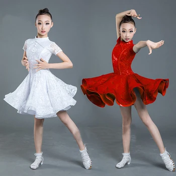  2021 lotynų Šokių Suknelė Mergaitėms Nėrinių Pramoginių Šokių Suknelės Vaikams Šokių Kostiumas Tango Salsa Chacha Drabužius Dancewear SL2322