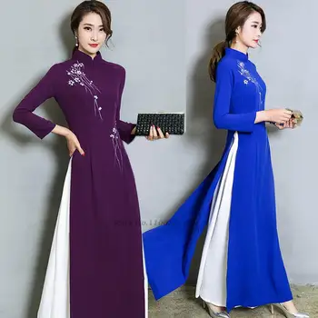  2022 tradicinis vietnamo ao dai suknelė nacionalinės derliaus gėlių spausdinti moterų cheongsam suknelė rytų vakare šalis suknelė vestido