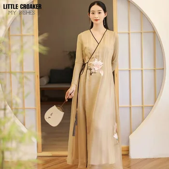 2023 Rytų Šiuolaikinės Hanfu Moterų Kinijos Cheongsam Nėrinių Šalis Suknelė Qipao Suknelė Senovės Tradicinių Elegantiškas Šalis Suknelė Qipao