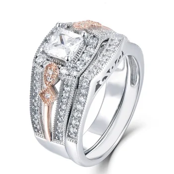  2vnt/set Moterų Kristalų Vestuvinį Žiedą Nustatyti Prabangus Elegantiškas Geometrinis Prekės Žiedo Mados Senovinių Vestuvių Žiedas Boho Papuošalai 2020 m.