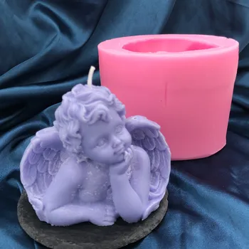  3D Angel Baby Silikono Žvakių Liejimo Rankų darbo Muilas Priėmimo Įrankis, Gipso Amatų Pelėsių Namų Puošybai