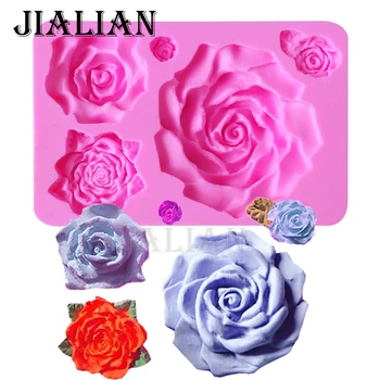  3D Gėlės Silikono Formos Rose Formos Šabloną Už Muilą,Saldainiai,Šokoladas,Ledai,DIYcake dekoravimo priemonės, kepimo formos T0757