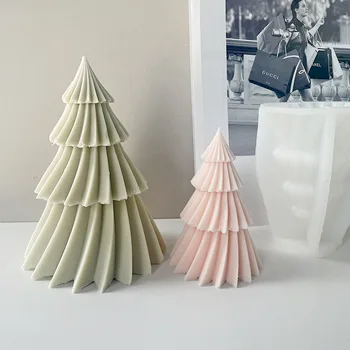  3D Kalėdų Eglutė Dryžuotas Silikono Žvakių Pelėsių 