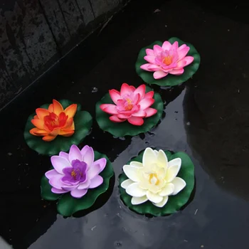  3Pcs/Daug 10cm Lotus Dirbtinių Gėlių Plūduriuojantis Netikrą Lotus Augalų Tikroviška Vandens Lelija Micro Kraštovaizdį Tvenkinys, Sodas Dekoras