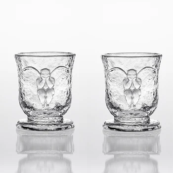  Angel iškilumo viskio stiklo porą puodelių iškilumo riebalų angelas sudėtingų klasikinių aukštos prasme vyno stiklo, egzotiškų Japonų meno stilius