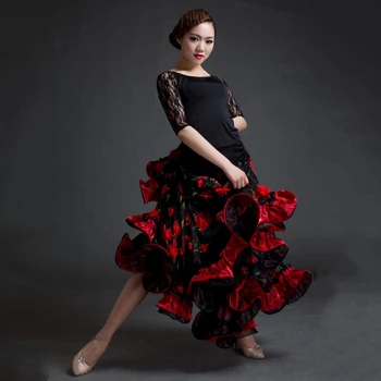  Aukštos Kokybės Modernių Šokių Suknelės Damoms Juoda Raudona Šilko Profesionalūs Mados Grožio Moterų, Moterų Valsas Rungtynės Drabužius Q5017