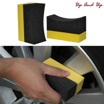  Automobilių padangų valymo šepetys Rankinis automobilių plovimas įrankiai Eva įrengtas latekso kempine nuvalykite Geltona juoda dvipusis valymo šepetėlis