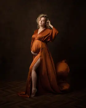  Boho Motinystės Fotografija Rekvizitai V Kaklo Suknelės Nemokamai Dydis Reguliuojamas Minkštas Nėštumo Fotosesiją Pusių Ritininės Kūdikių Dušas