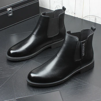  Britų dizaineris mens atsitiktinis batai juodos spalvos natūralios odos batai platformos 