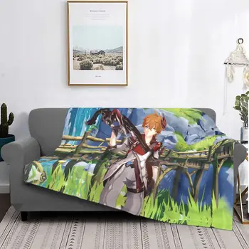  Childe Genshin Auswirkungen Decke Flanell Tartaglia Anime Super Weiche Decke für Schlafzimmer Sofa Schlafzimmer Antklodė
