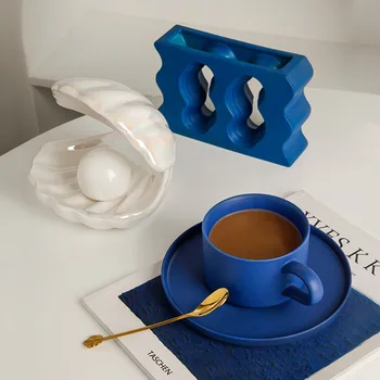  CuteLife INS Šiaurės Balti Smulkūs Keramikos Kavos Puodelis Su Šaukšteliu Lėkštė Namų Puošybai Pusryčiai, Arbata, Latte Vandens Daugkartinio naudojimo