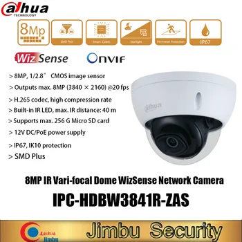  Dahua 8MP 4K IPTV vaizdo Kamera IPC-HDBW3841R-ZAS IR40M Žvaigždės Vaizdo Stebėjimo Saugumo Vari-focal Dome WizSense Tinklo Kameros