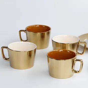  Europos prabangos aukso keramikinis puodelis aukštos kokybės stiklo jonų auksu Šiaurės stiliaus puodelis