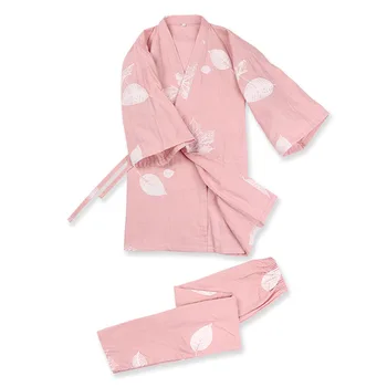  Japonų Stiliaus Pižama Rinkinys Moterims Kimono Pižama Pavasarį ir Rudenį Medvilnės Marlės, Prakaito Virtos Kimono Namų Kostiumas