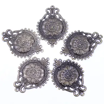  Jungtys 10vnt Pakabučiai Shield Medalis Embelishment Filigranas Apsiaustas Tuščiaviduriai Ornamentu Bronzos Tonas 