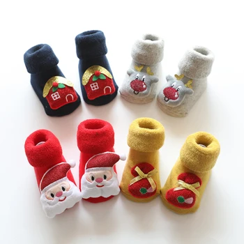  Kalėdų kojinės vaikams, kūdikių anti slip žiemos berniukas mergaičių naujagimiui šilumos šiltas medvilnės kilpinius kojinių bamblys vaikas Storio ilgos kojinės