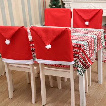  Kalėdų Kėdė Padengti Raudona Kalėdų Senelio Skrybėlė Valgomojo Kėdė Padengti naujieji Metai Linksmų Kalėdų Vakarėlį Namuose Virtuvės Stalo Dekoras