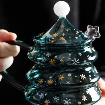  Kalėdų, Padengti Stiklo Taurės Šiaurės Kūrybiškumą Kavos Puodeliai, rankų darbas pūtimo Office Home Geriamieji Christma Metu