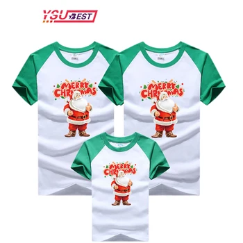  Kalėdų Šeimos Apranga marškinėliai trumpomis Rankovėmis Mama, Dukra, Tėvas, Sūnus, Žalia Atitikimo Komplektus Kūdikis, Kalėdų Animacinių filmų Drabužiai