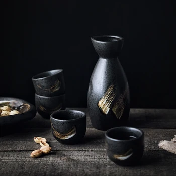  KINGLANG Shabu Keramikos Sake Skysčio Dozatorius Geltona Vyno Taurės Mažų Stiklo Kūrybos Geriamojo Rinkinys