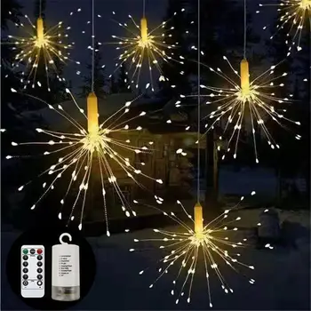  Lauko LED Fejerverkų Šviesos 120/180 LED Kabinti Starburst String Pasakų Šviesos Vandeniui Sode Kalėdinė Dekoracija Naujųjų Metų