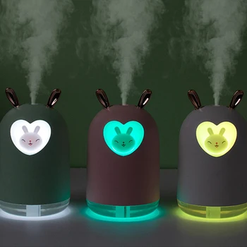  LED Nakties Šviesos Romantiška Color USB Oro Humidificador Triušis Pet 300ML Ultragarso šalto Rūko Aromato Aliejus Difuzoriaus