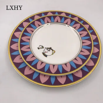  LXHY 1PCS Grožio ir-The-Beast Arbatos Rinkinys Keramikos Plokštės Lėkštė Patiekalai Puikus Porceliano Kavos Kūrybos Aukštos Kokybės Dovanų
