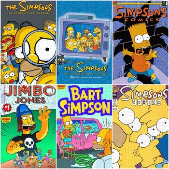  Medinė Dėlionė Simpsonai 300/500/1000Pcs Amerikos Animacijos Anime Simpson Šeimos Surinkti Jigsaw Puzzle Švietimo Žaislai, Dovanos