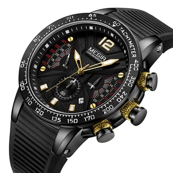  MEGIR Vyrų WatchesTop Prabangos Prekės Silikoninis Laikrodis Sporto Kvarciniai Laikrodžių Vyrams, Atsitiktinis Verslo Vandeniui Žiūrėti Žmogus Relogio Masculino