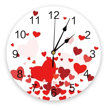  Meilės Romantika Balta Raudona 3d Modernaus Dizaino Sieninis Laikrodis Troba Dekoro, Virtuvės Derliaus PVC Apvalus Laikrodis Kambarį Apdaila