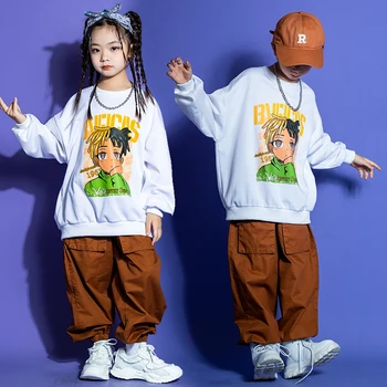  Mergaitės Berniukai Hip-Hop Street Wear Drabužių Grafiti Marškinėliai Topai Krovinių Poilsiu Kelnės Vaikams Džiazo Šokio Kostiumų Drabužius Rave Komplektai