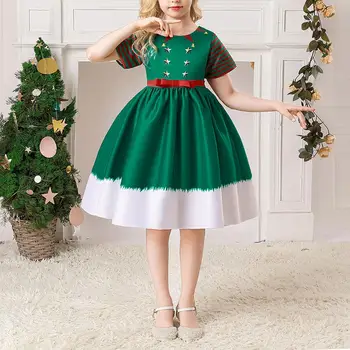  Merginos Kalėdų Suknelės Vaikams Kalėdų Princesė Šalies Tutu Drabužių Sniego Santa Claus Cosplay Kostiumas Vaikams 110cm-150cm