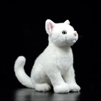  Mielas Balta Katė Vaikams Dovanų Felis Catu Minkšti Kimštiniai Pliušinis Žaislas Bombay Modelis Tikroviška Modeliavimas Gyvūnų Vaikas Lėlės