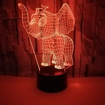  Naktį Žibintai Iovely Dramblys 3D LED Naktinis Apšvietimas Gimtadienio Dovana Naujovė LED Gyvūnų Lempa 7 Spalvinga Keitimas LED Touch Stalo Lempa