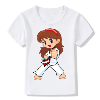  Nauja Vaikų Animacinių filmų Taekwondo Spausdinti Marškinėlius Vaikų Mergaičių Troškinkite Viršūnes Vaiko marškinėliai BAL631