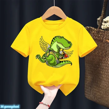  Naujas Atvykimo 2022 Berniukų T Shirts Juokinga Juros Periodo Dinozaurų Grafinis Spausdinti Marškinėliai Madinga Berniukų Drabužius, Geltonos Viršūnės Mielas Vaikai Tshirts