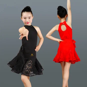  Naujas Nėrinių Lotynų Šokių Suknelė Mergaitėms Vaikas Tango Salsa Pramoginių Šokių Suknelė Konkurencijos Kostiumas Vaikams Praktika Šokių Drabužiai