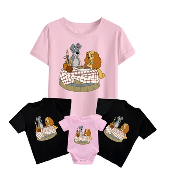  Naujas Sweet Lady ir Trampinių Disney Marškinėliai Atsitiktinis Juokinga, Vaikų trumpomis Rankovėmis Kūdikiui Romper Unisex Suaugusiųjų Šeimos Atitikimo Apranga