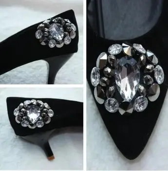  Nemokamas pristatymas (1pair/lot) moterų batai, elipsės formos zawalcowany kristalų batų puošyba batų sagtis batai, avalynės priedai