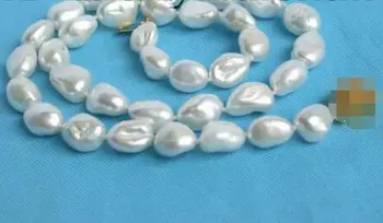  Nemokamas Pristatymas blizgantis 8 - 12mm baroko balta Atgimsta Keshi perlų vėrinį