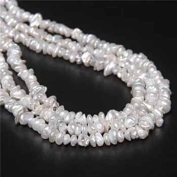 Nereguliarus Fizinis Žetonų Perlų Karoliukus, Atsitiktinės Formos Balta Originali Gėlavandenių Perlų Papuošalai Priėmimo 