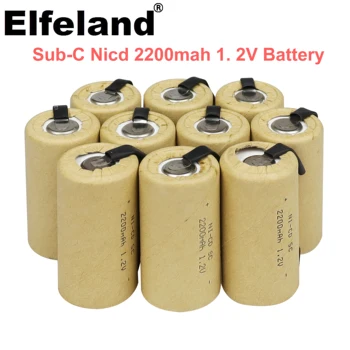  PK 1.2 V atsuktuvas elektros audra SC baterija 1.2 V, 2200mah Sub C Ni-Cd įkrovimo baterija (akumuliatorius, Tab galios įrankis, SUBC NiCd batte