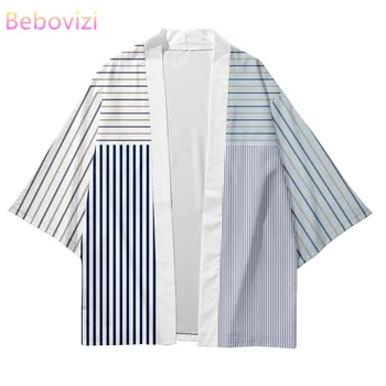  Plus Size 6XL Juostele Paplūdimio Japonų Stiliaus Kimono Streetwear Vyrų, Moterų Megztinis Cosplay Haori Yukata Harajuku Viršūnes Drabužius, Drabužius