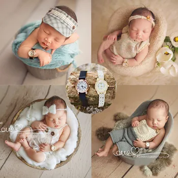  Pora Naujagimių Fotografijos Rekvizitai Baby Nuotrauka Laikrodžiai Mini Rekvizitai Kūdikio Fotosesiją Priedai 2 Stiliaus Mini Laikrodžiai Kūrybos Prop
