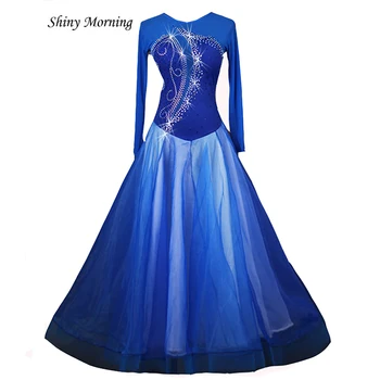  Quick Step Mėlyna Suknelė Suknelės Balus Kinijos Kalnų Krištolas Seksualus Pritaikyti Šokių Suknelės Ponios Suknelės