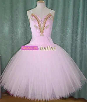  rausvos spalvos, romantiška baleto suknelė tutu profesinės merginos persikų pasakų baleto kostiumas suknelė SB0060