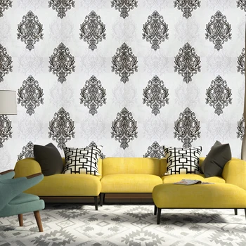  Reljefinis Damask Tapetai Miegamajame, Gyvenamasis kambarys Fone, Gėlių Modelio 3D Tekstūra Sienos Popieriaus Namų Dekoro 9.5 M Roll Balta