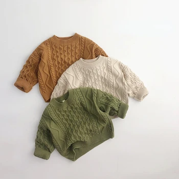  Rudenį, Žiemą Berniukų ir Mergaičių retro stiliaus megzti megztinis korėjos stiliaus Vaikai, minkštas šiltas megztiniai
